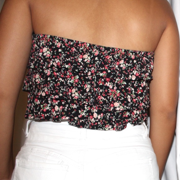 Floral Ruffed Tube Top - Picture 2 of 4